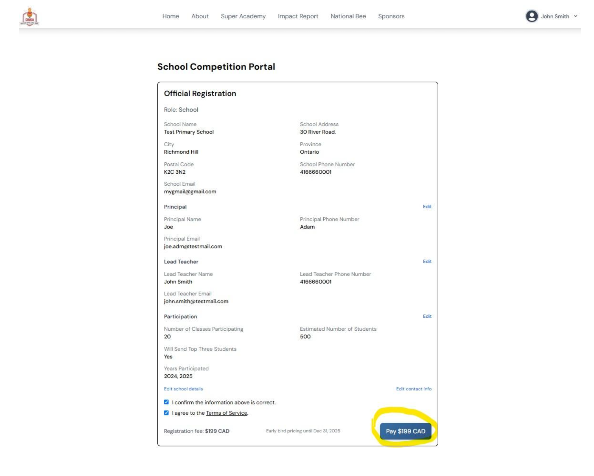 Stripe payment form